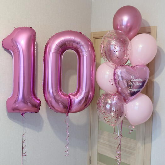 Гелиевые шарики девочке на 10 лет с цифрами. Воздушные шары для дочери на день рождения
