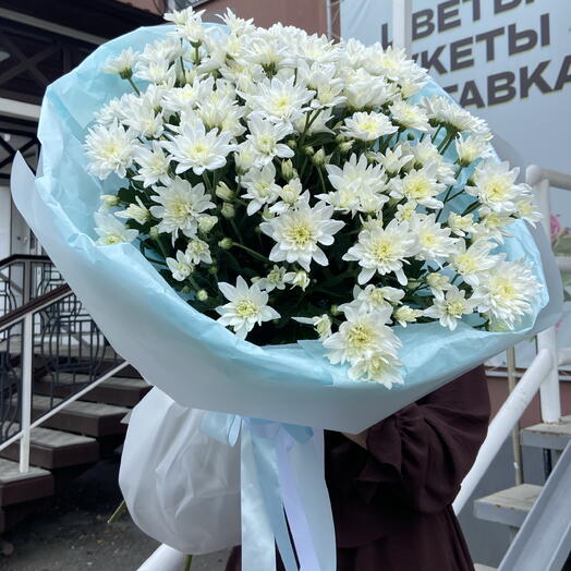 Букет из 9 пышных кустовых хризантем