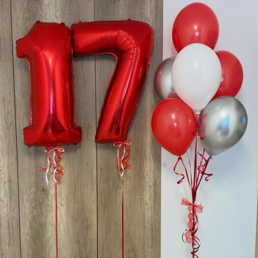 Цифры и фонтан шаров🎈