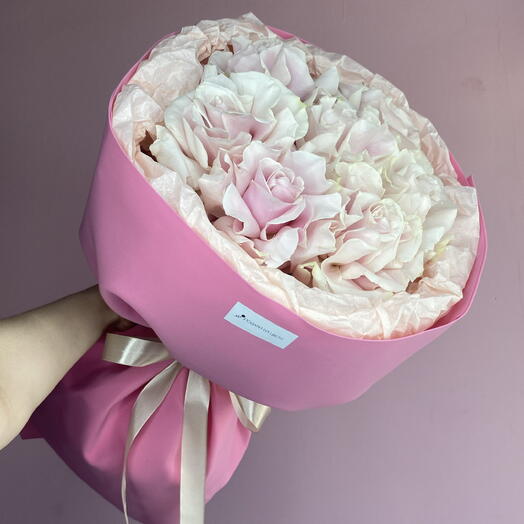 Акция! Букет «нежность» 7 французских роз для мамы,бабушки,жены,дочки,тещи/на день рождение,свадьбу,годовщину,свидание