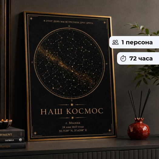 Звездный снимок.   Создание карты звёздного неба по дате важного события
