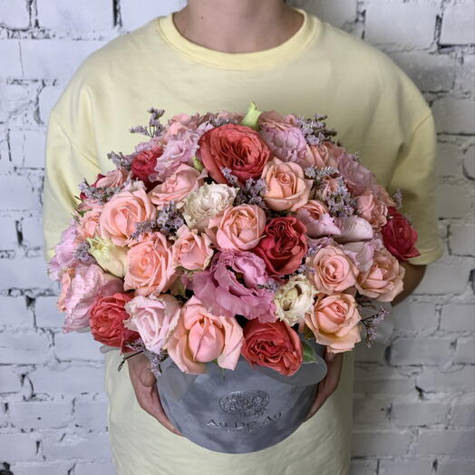 Коробка с цветами «Французский поцелуй» 💕