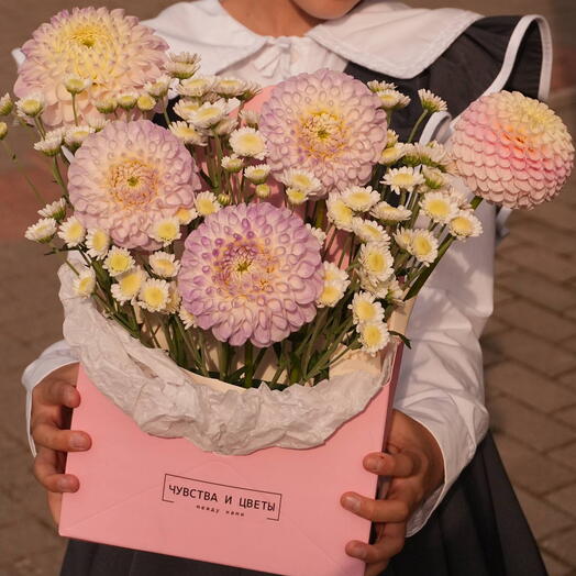 Композиция конверт с георгинами 🌸