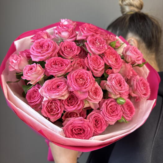 Кустовые малиновые розы (11 шт) 💗