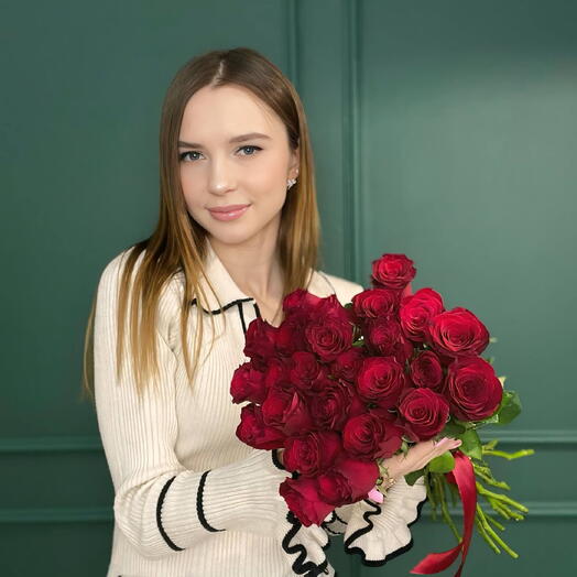 Букет из 25 красных роз Кения