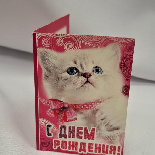 Открытка С ДНЕМ РОЖДЕНИЯ котик