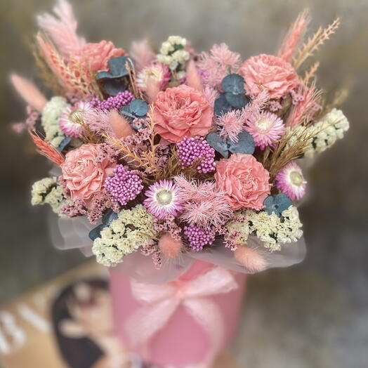 Сухоцветы в коробке Нежное сердце 💕