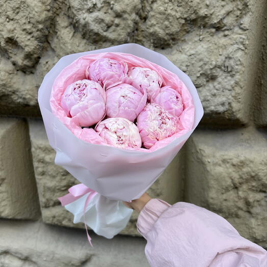 7 штук Розовый пион