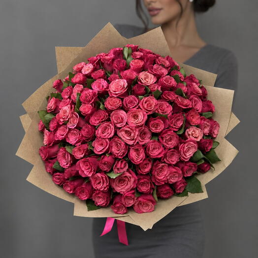 -40%💥 😍 🌹 101 малиновая роза 👑