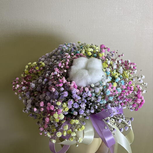 Композиция с гипсофилой и хлопком 🌸
