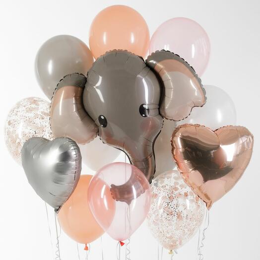 Сет из гелиевых шаров Милый слоник 13 шт