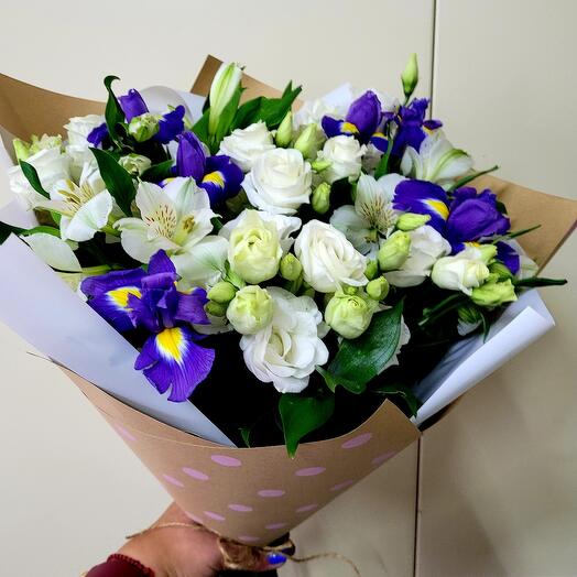 Bouquet of alstroemeria, eustoma and irises