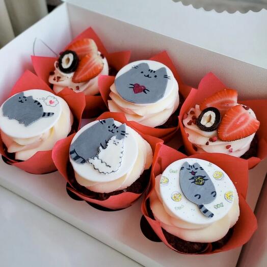 Капкейки с котиками 6 шт