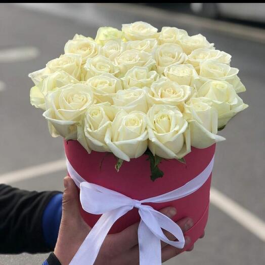Pink roses in a box