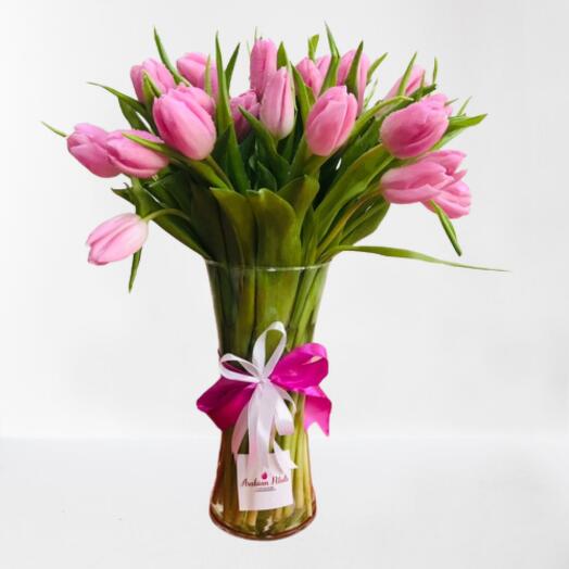 25 Pink Tulip Arrangement