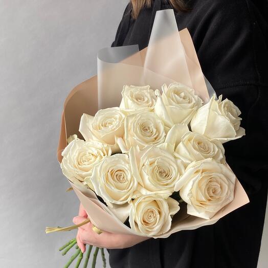 Monobookette de 11 rosas blancas
