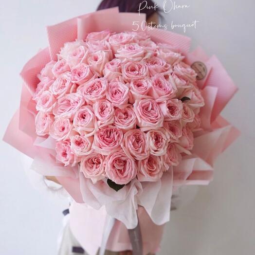 51 Scented Pink Ohara Roses Bouquet