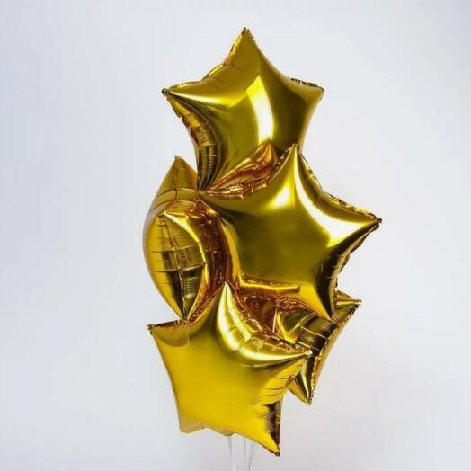 Fountain of 5 foil helium balloons "Star Melody"