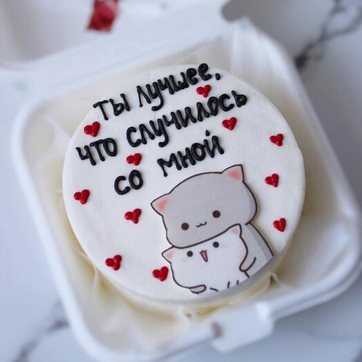Бенто торт «Коты» с сердечками для любимого/любимой