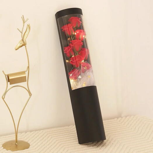 Elegant Rose Bouquet in a Box with LED Lights