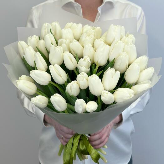 Букет из 51 белых тюльпанов Extra