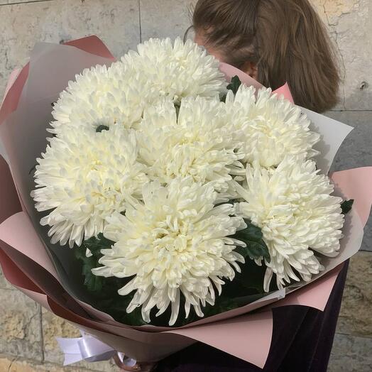 Букет пышных белых хризантем 7 шт (арт.058)