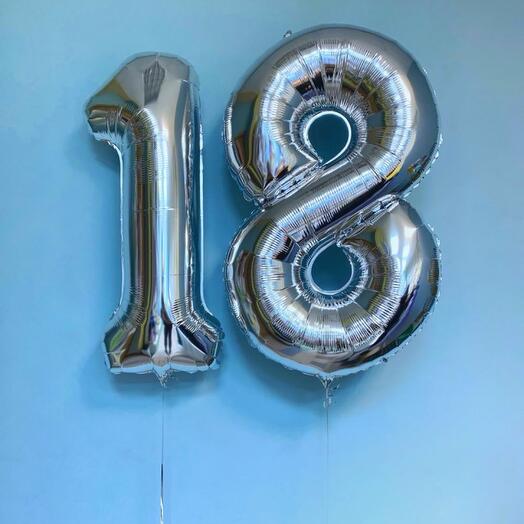 Шары гелиевые цифры 18