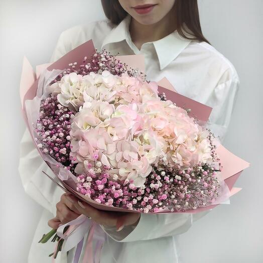 Bouquet of pink hydrangeas