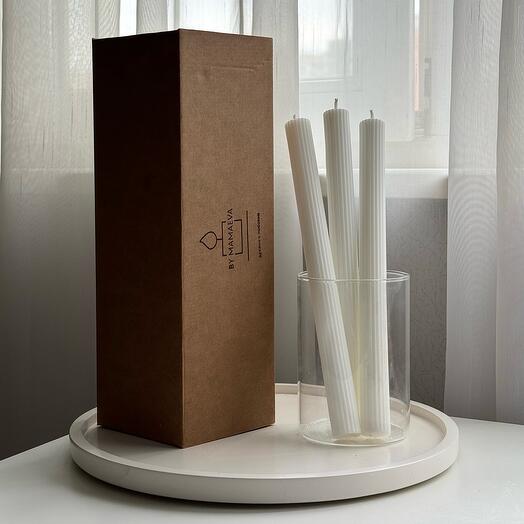 TOP ! Candle "Antique" white 3 шт