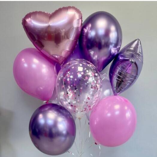 Воздушные шары с гелием "Сиреневая нежность" 10 шт