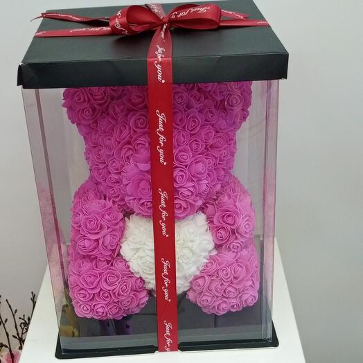 Oso de rosas rosa brillante