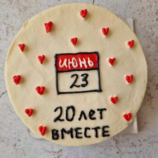 Бенто-торт на годовщину свадьбы "20лет вместе" в подарок для жены, мужа