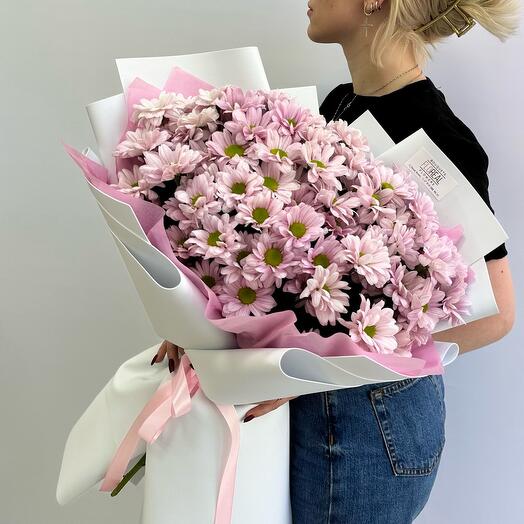 Букет Miss flo XL из 11 розовых кустовых ромашек (хризантем)