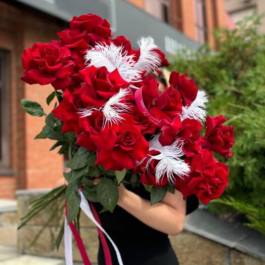 ♥️Монобукет «Стрела Купидона» из ажурных красных роз