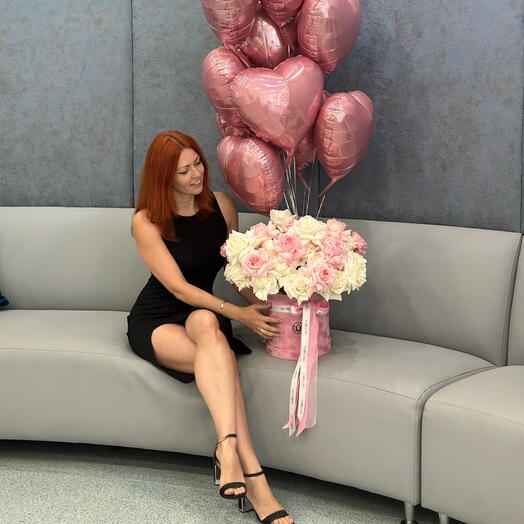 Combo Pink French Box + 13 balloons