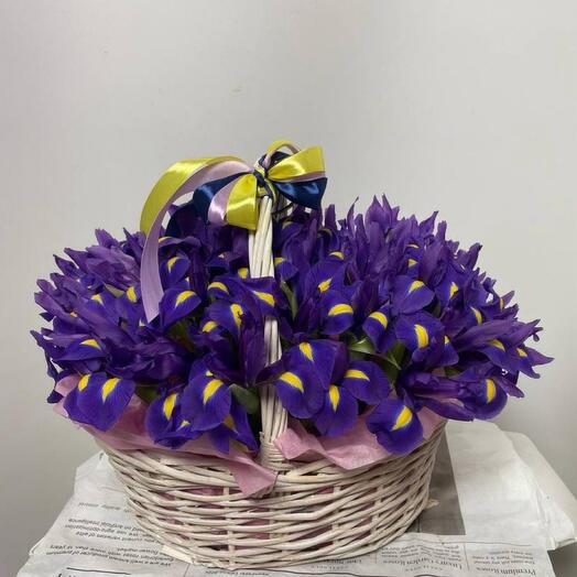Корзина из 51 фиолетового ириса
