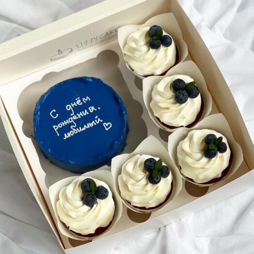 Бенто торт с 5 капкейками🧁