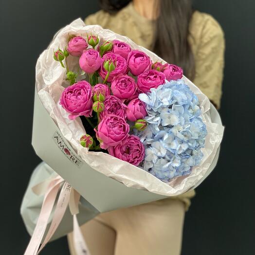 Пион розы с голубым облаком💐☁️