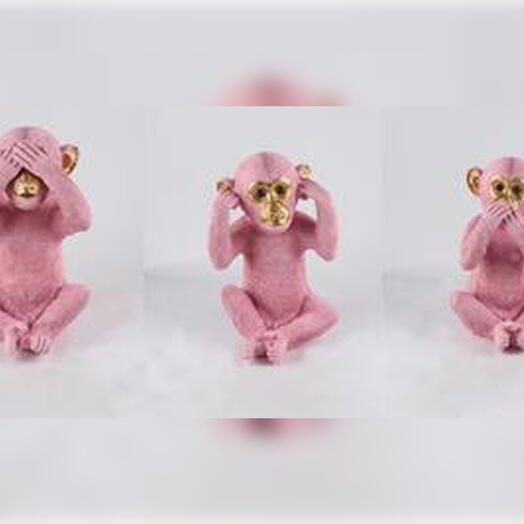 Statuettes set of &quot;Monkey I don t hear, I don t see, I don t speak&quot; assorted 35 cm pink/gold