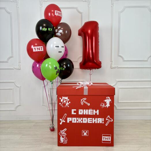 Коробка с шарами 80*80 см "Майнкрафт"