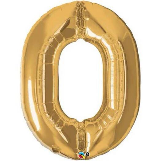 Gold Number Zero Helium Balloon D