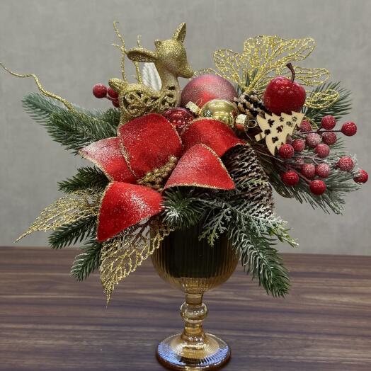 Новогодняя композиция в бокале (бордо)