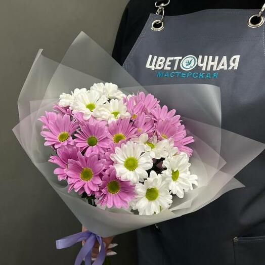 Моно букет из 5 ромашковидных хризантем (МБРХ-5)