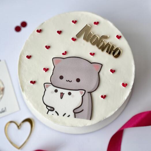 Торт 750-850г «Люблю» котики