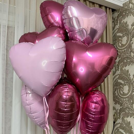 Шары «Сердца розовые» 19
