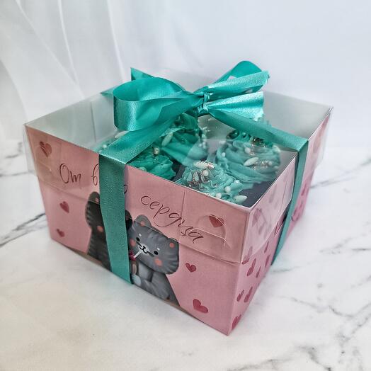 Капкейки "Нежность бирюзы" 4 шт