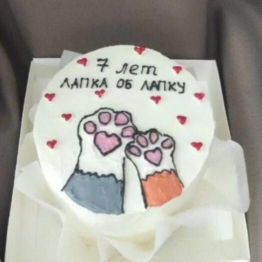 Бенто торт "Лапка об лапку" в подарок для девушки, парня, жены, мужа