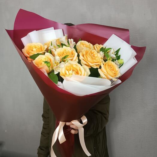 Пич аваланж с альстромерией 🧡