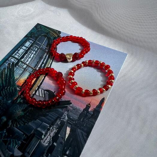 Сет из 3 колец из бисера Закат