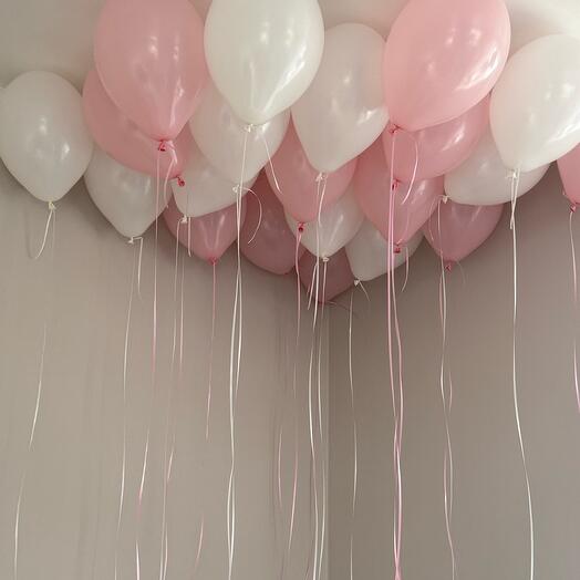 Воздушные шары бело-розовые 20 шт